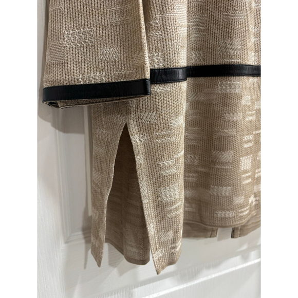 MING WANG Knit Cardigan, Faux Leather Trim, Women’s Medium/Large - Picture 5 of 6